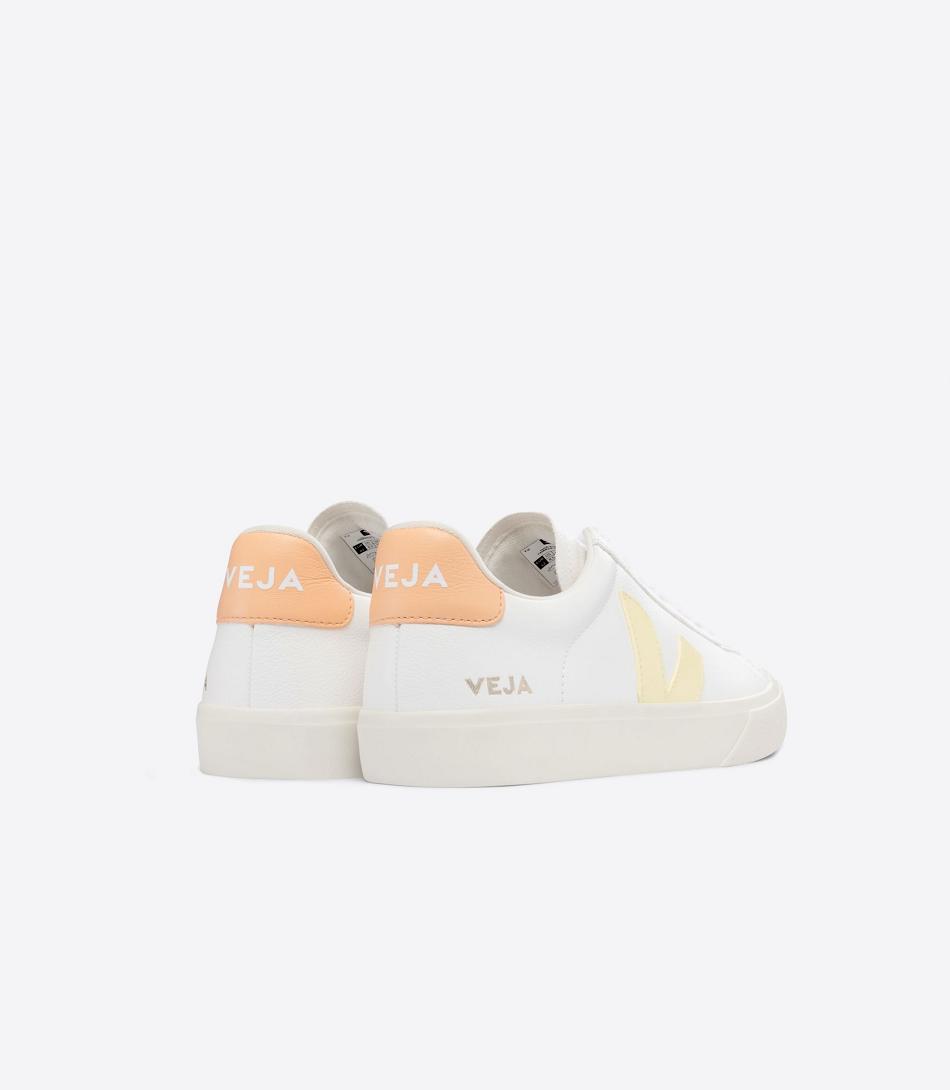 Veja Chromefree Leder Sun Peach Campo Herren Weiß Orange Koralle | TCHPQ40752