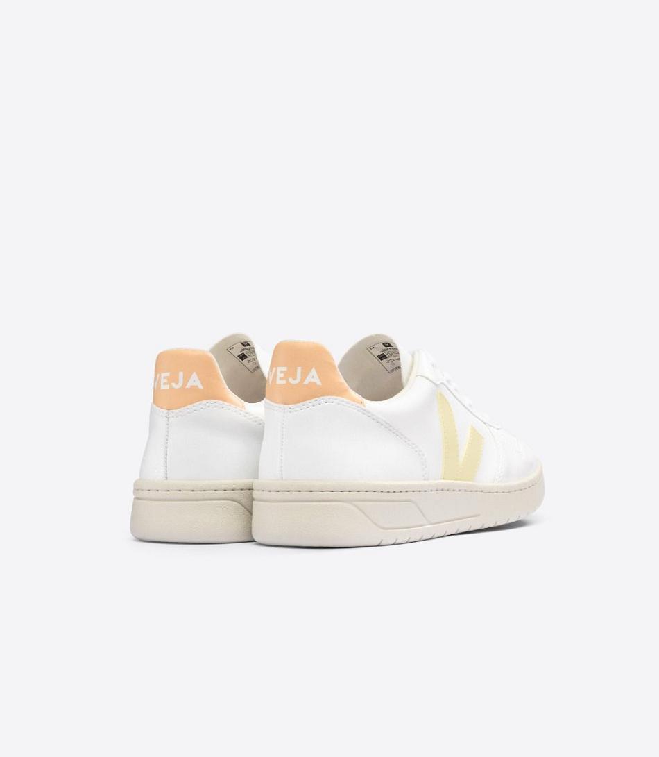 Veja Cwl Sun Peach V-10 Herren Weiß Orange Koralle | PCHQX26312