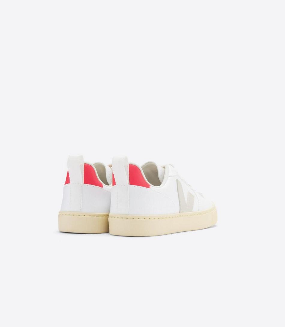 Veja V-10 Laces Cwl Pierre Rose Fluo Kids Vegan Weiß Rosa | UCHTG60343