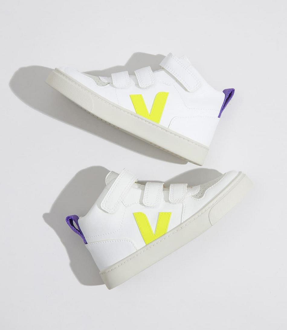 Veja V-10 Mid Cwl Jaune Fluo Kids Outlet Weiß Lila | GCHEC46715