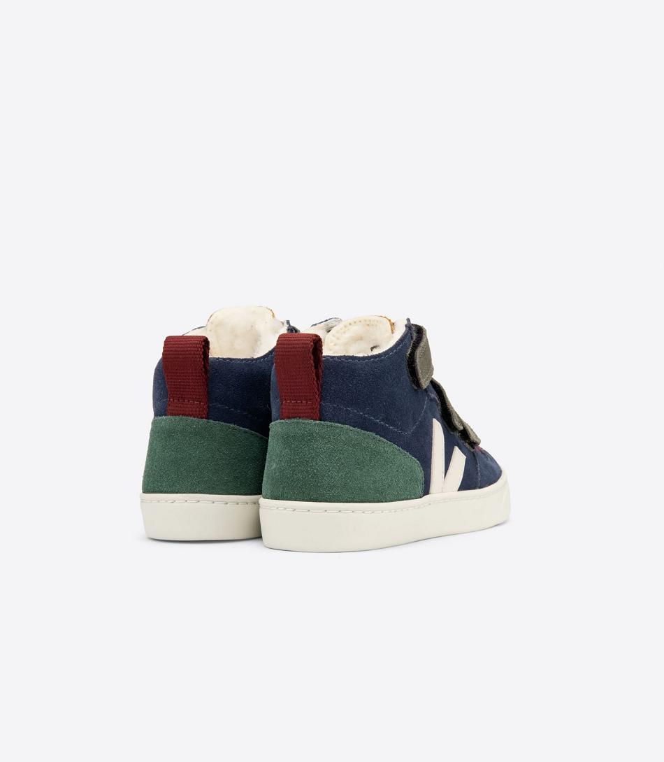 Veja V-10 Mid Fured Wildleder Multico Nautico Cyprus Kids Outlet Indigo | CHEGJ58011