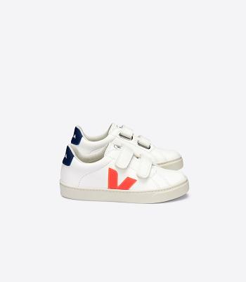 Veja Esplar Chromefree Leder Fluo Cobalt Kids Outlet Weiß Orange Tiefesblau | DCHKV31246