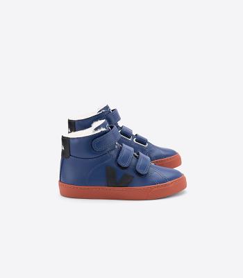 Veja Esplar Mid Fured Leder Cobalt Rust Kids Outlet Tiefesblau Rot | CHZPD96742