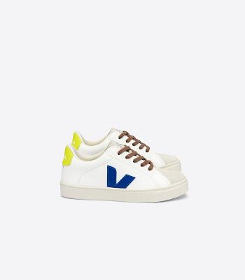 Veja Laces Chromefree Leder Jaune Fluo Esplar Kinder Weiß Indigo | PCHER71523