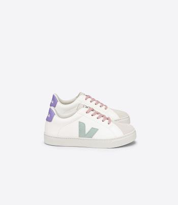 Veja Laces Chromefree Leder Matcha Lavande Esplar Kinder Weiß | CHJBT43275