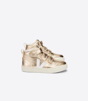 Veja V-10 Mid Chromefree Leder Platine Kids Outlet Weiß | CHZPD26290