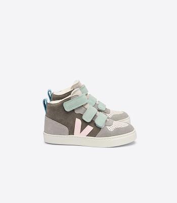 Veja V-10 Mid Fured Wildleder Multico Moonrock Kids Outlet Grau | LCHTR45231