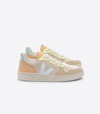 Veja Wildleder Sable Menthol Multico V-10 Damen Beige Weiß | ACHWC93614